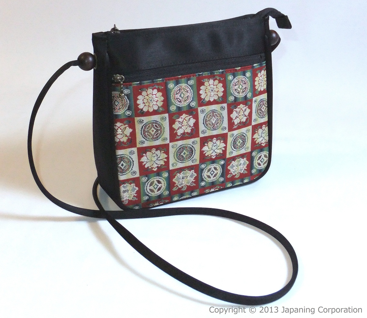 Nishijinori shoulder bag (DarkRed, Lotus) Japanese Handmade Crafts Shop nipponcraft