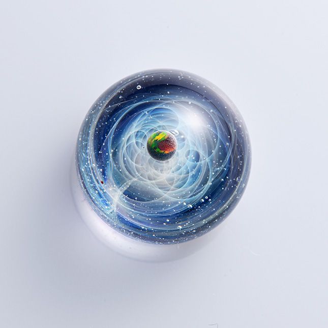 宇宙ガラスブレスレット（ブラックオパール）