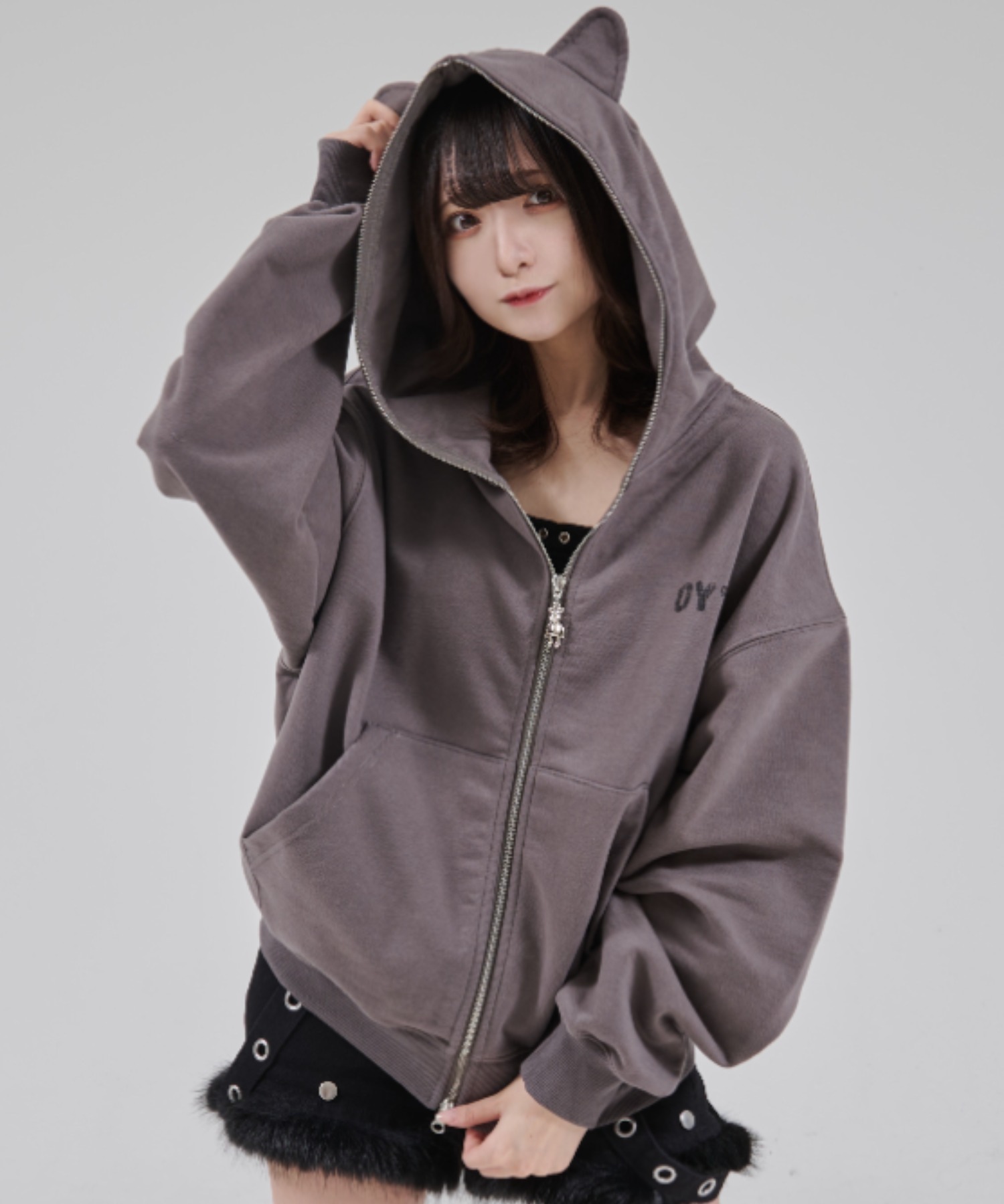 [OY] Faded Dolly Mask Zip-Up Hoodie