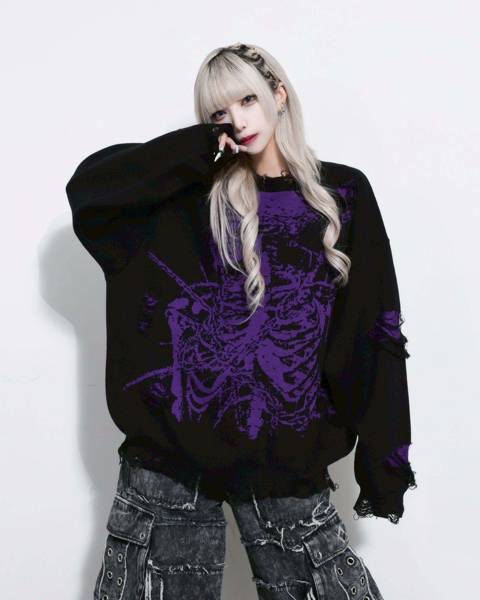 [REFLEM] Skull-Pattern Jacquard Knit Pullover
