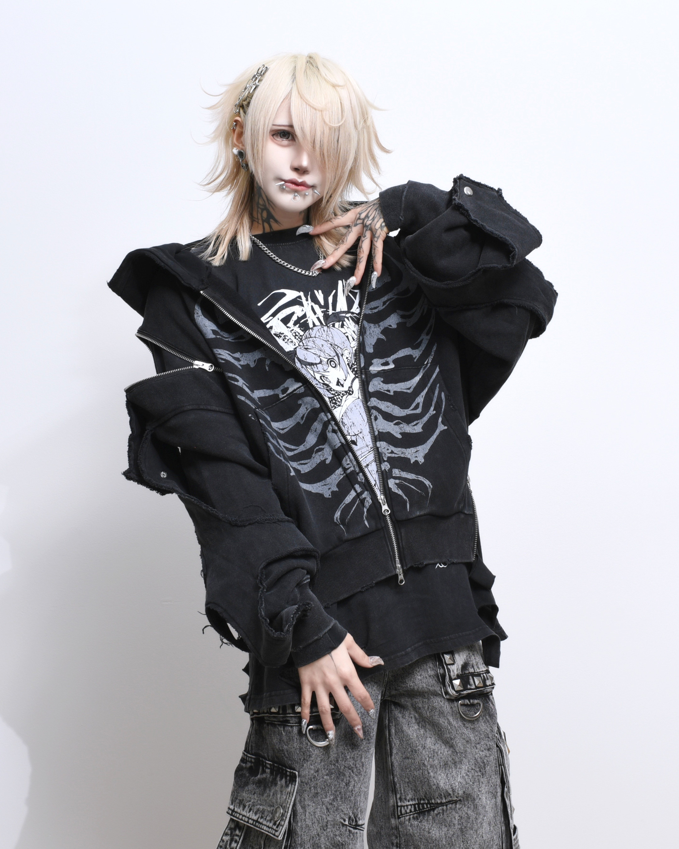 [GEDRAJI×TRAVAS TOKYO] Illustration Print Zip-Up Hoodie