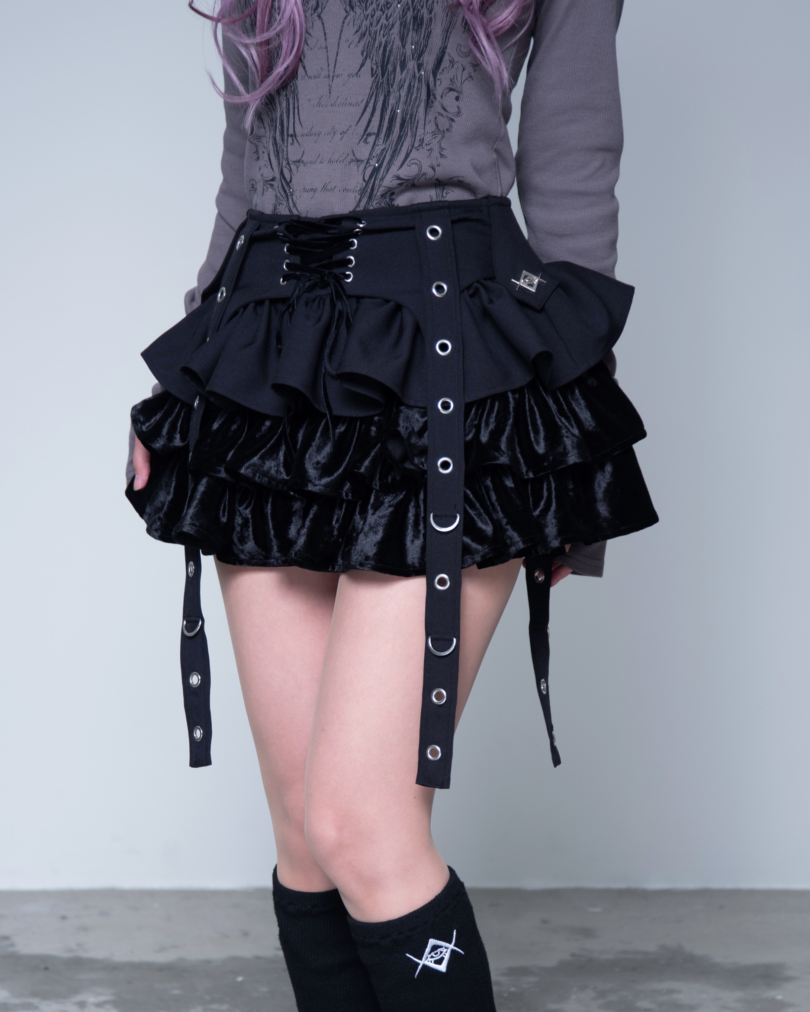[REFLEM] Frilly Velour Skirt