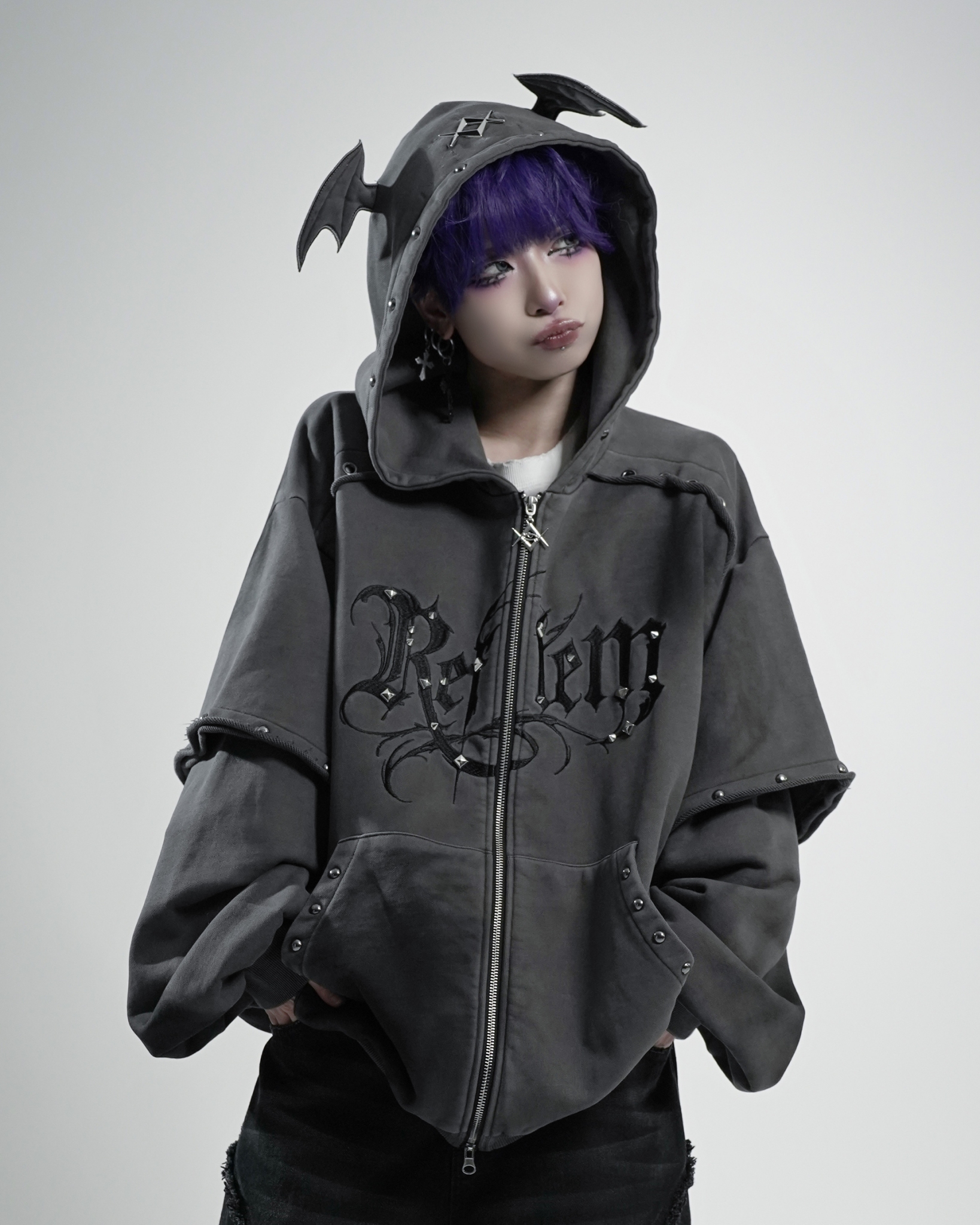 [REFLEM] Layered Devil Hoodie