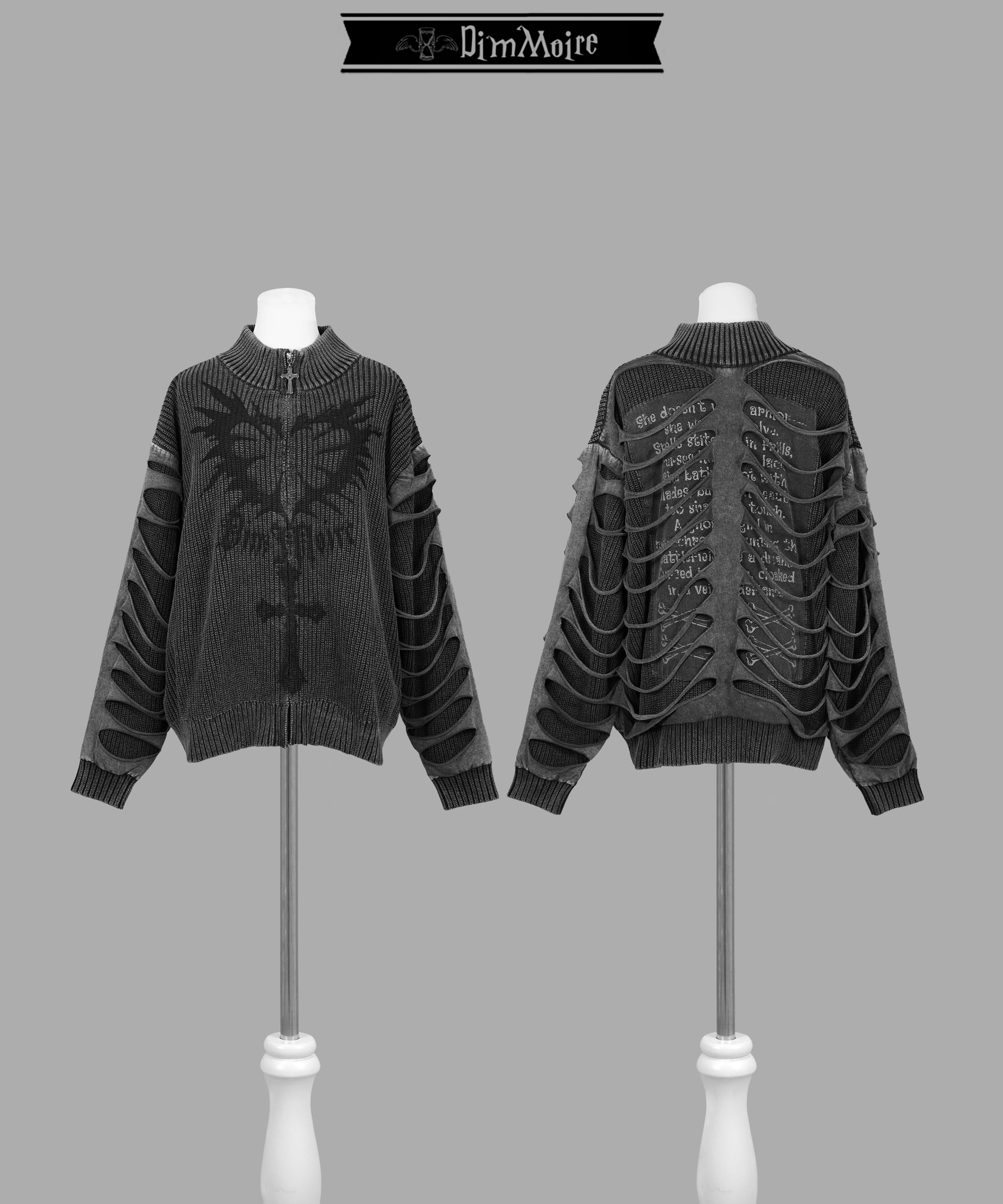 [DimMoire] Exposed Spine Knit Blouson