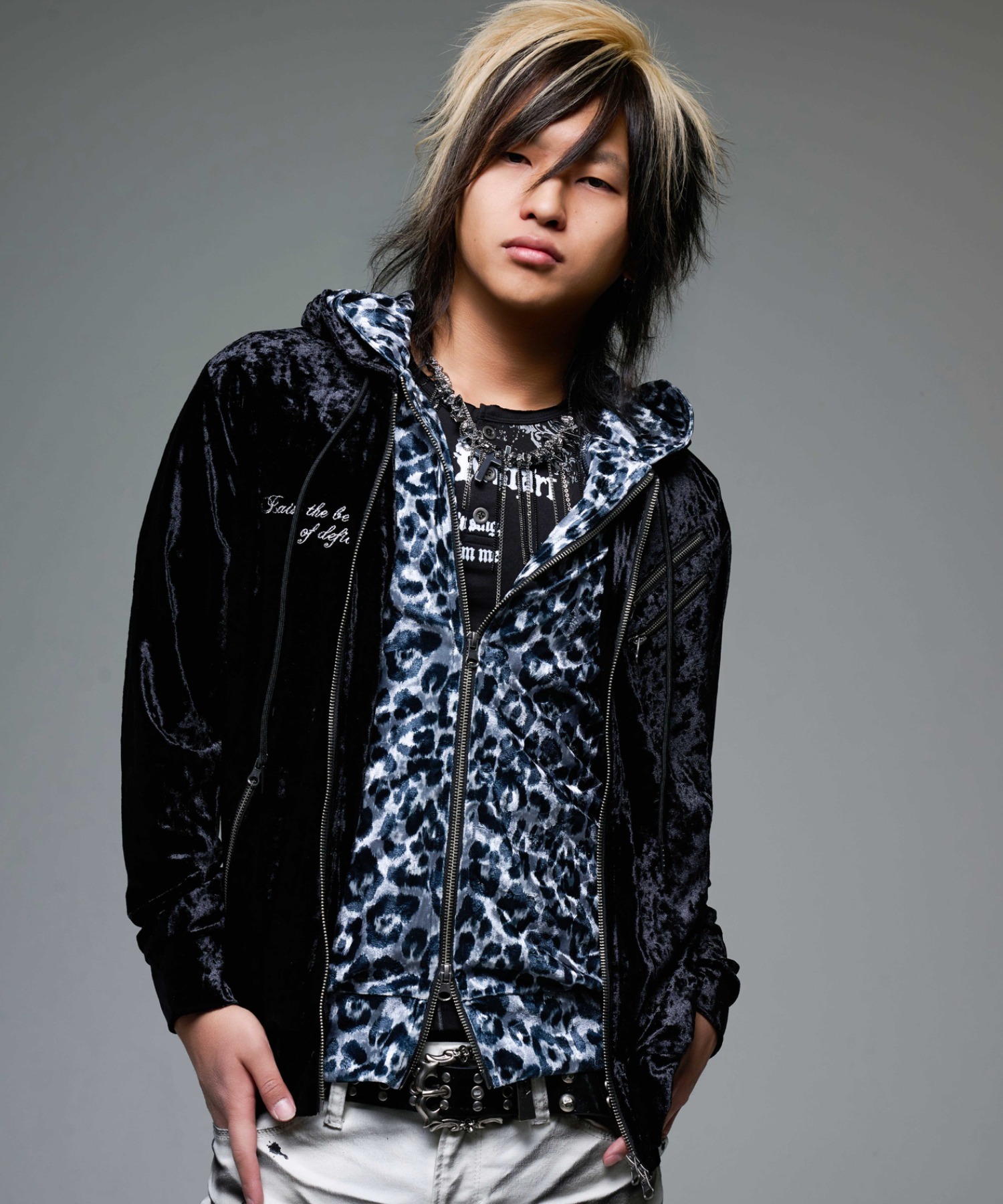 [FUGA] Rhinestone Fake Layered Velour Hoodie