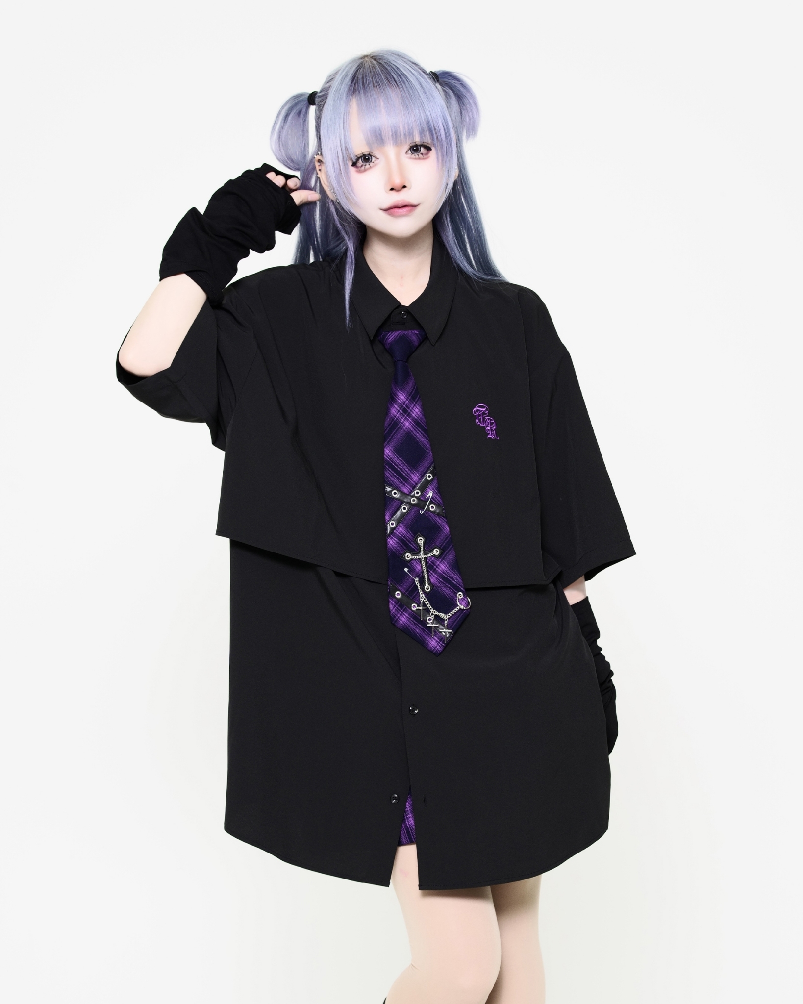 [TRAVAS TOKYO] Short Sleeved Layered Shirt with Necktie