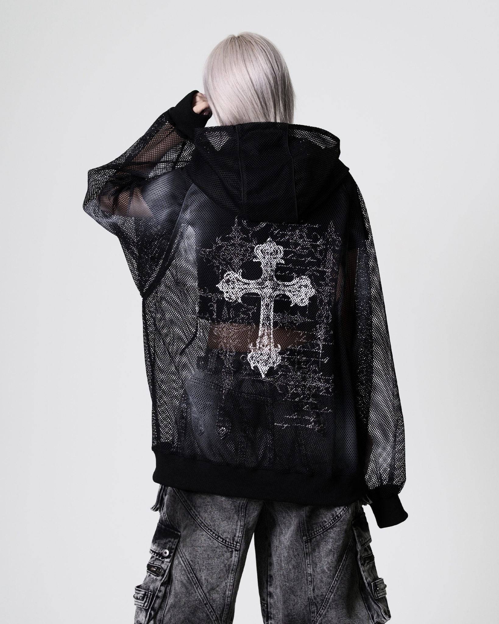 ACRO TOKYO][REFLEM] Spray Coated Mesh Zip-Up Hoodie