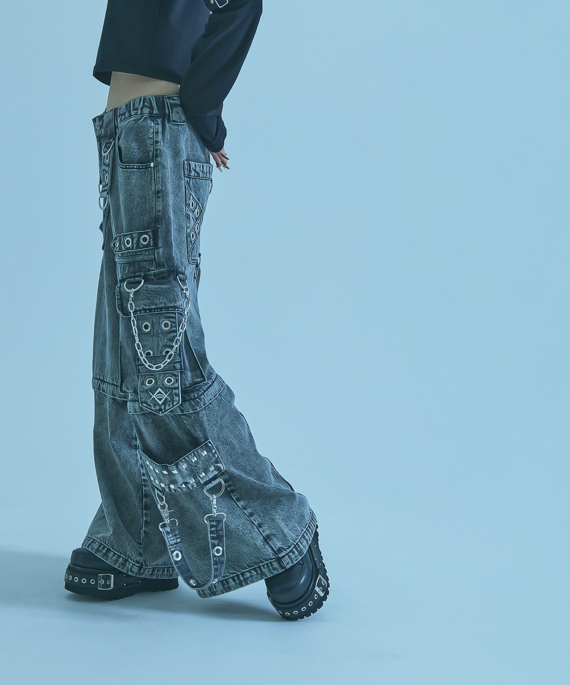 [REFLEM] 2WAY Wide Denim Cargo Pant