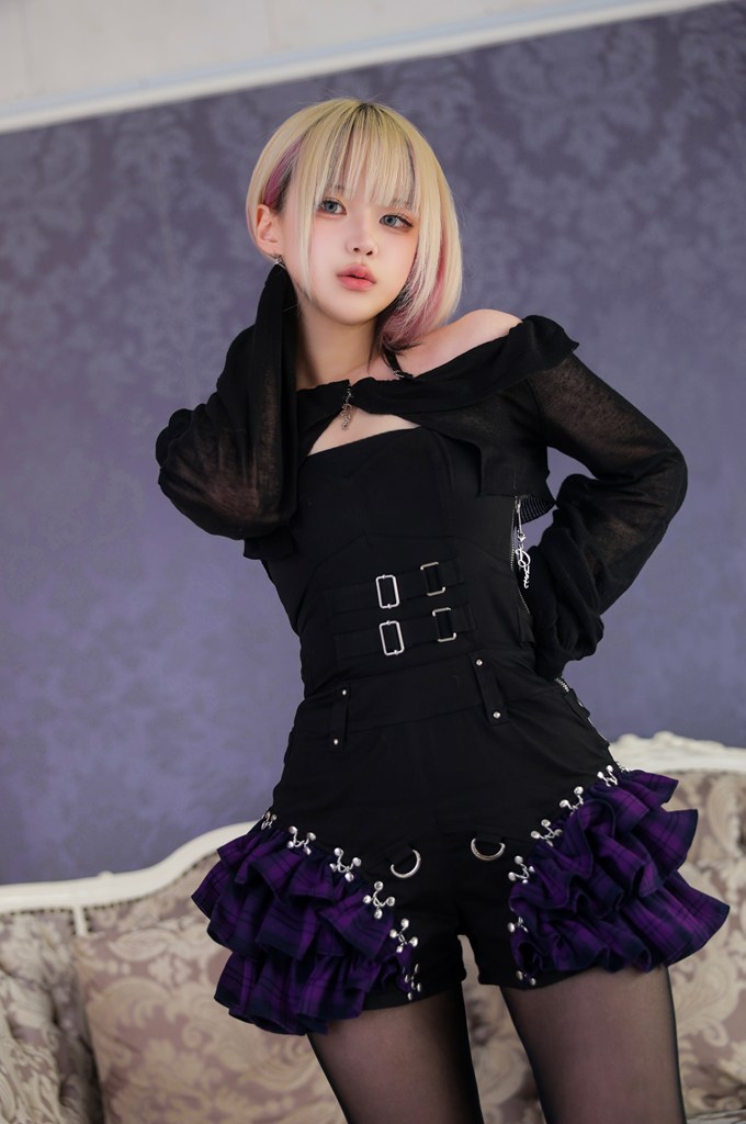 [Dust Devil] Check Frill Jumpsuit