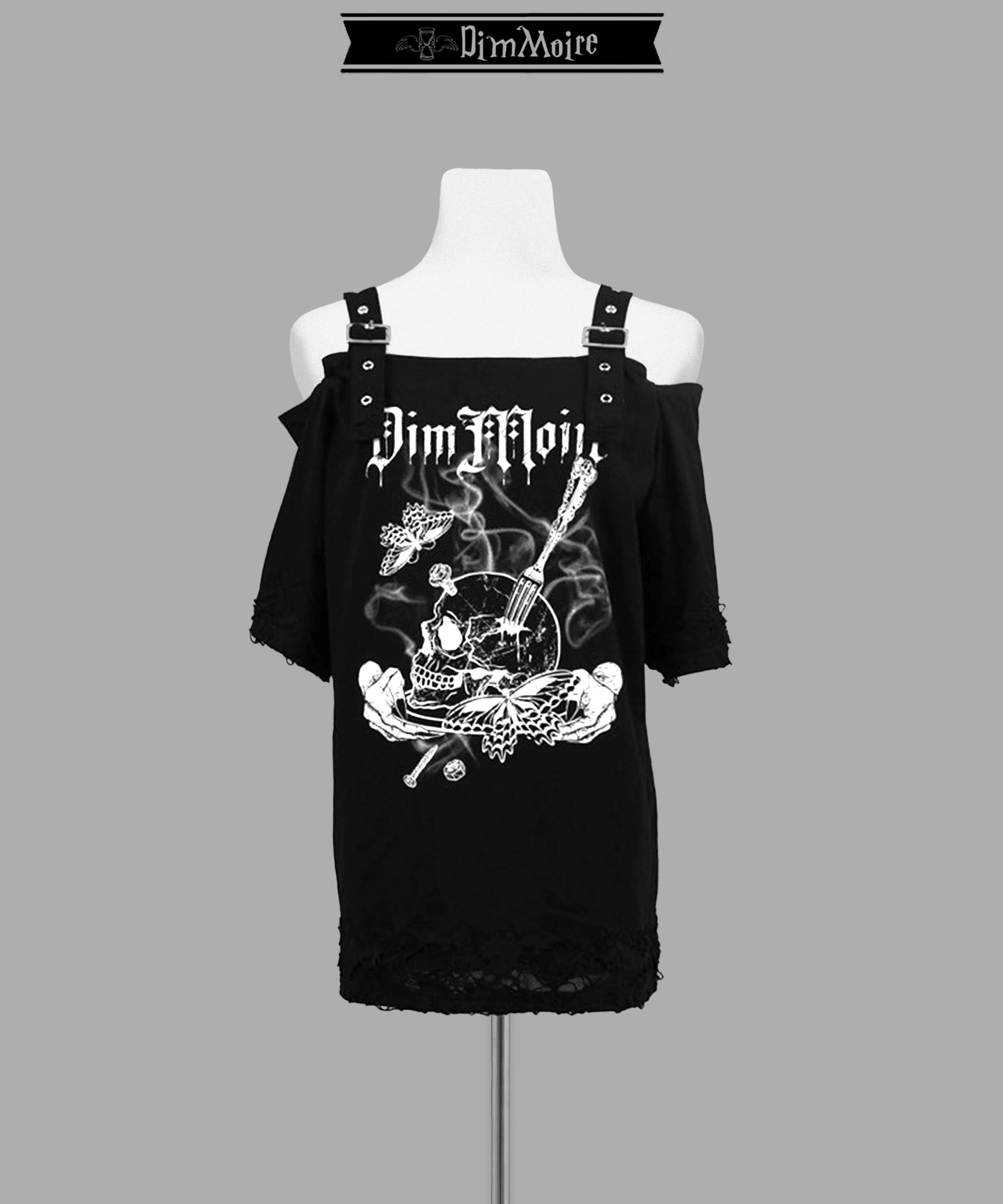 [DimMoire] Dig in Skull Off-Shoulder T-shirt