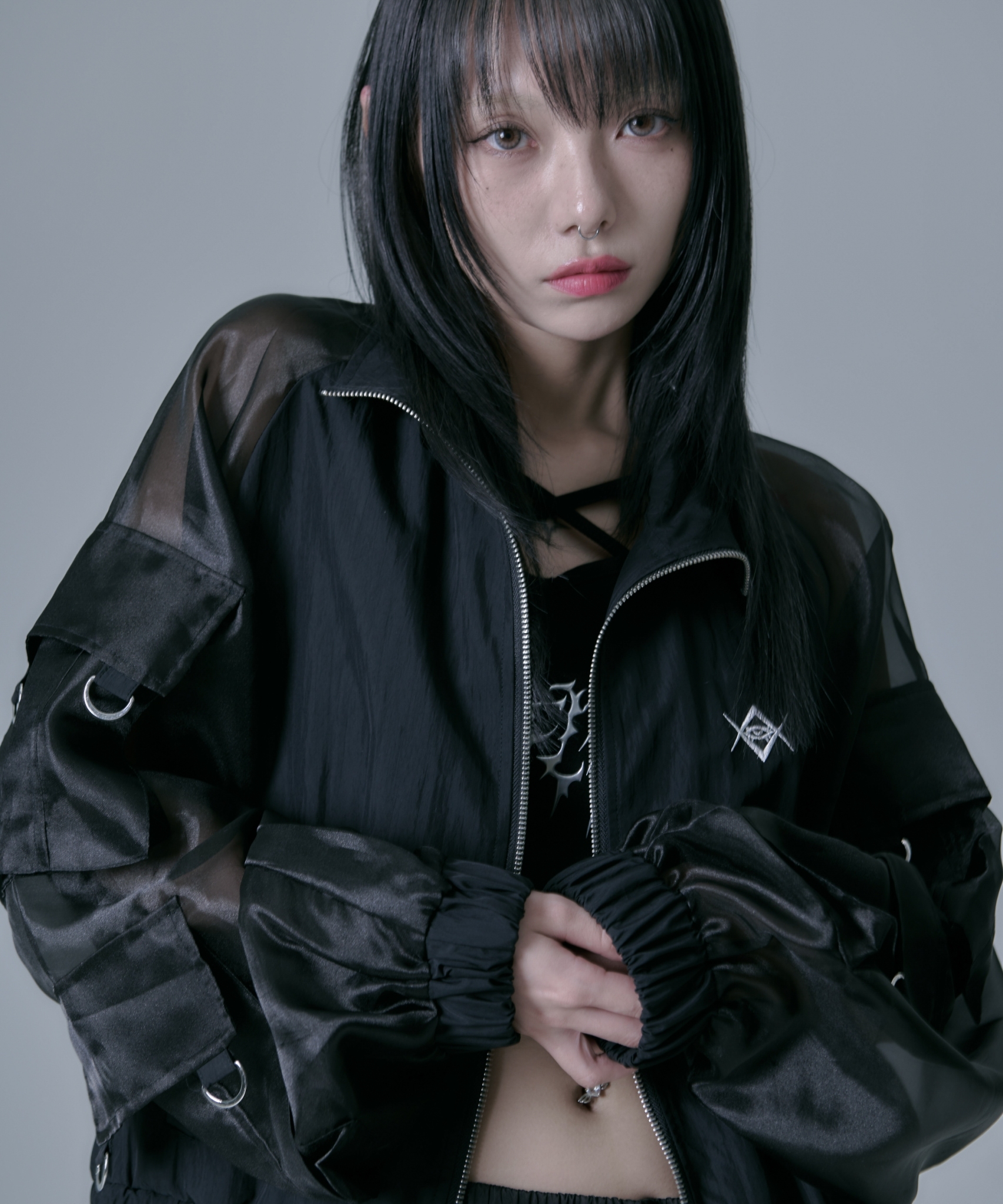 [REFLEM] Sheer Arm Nylon Track Jacket