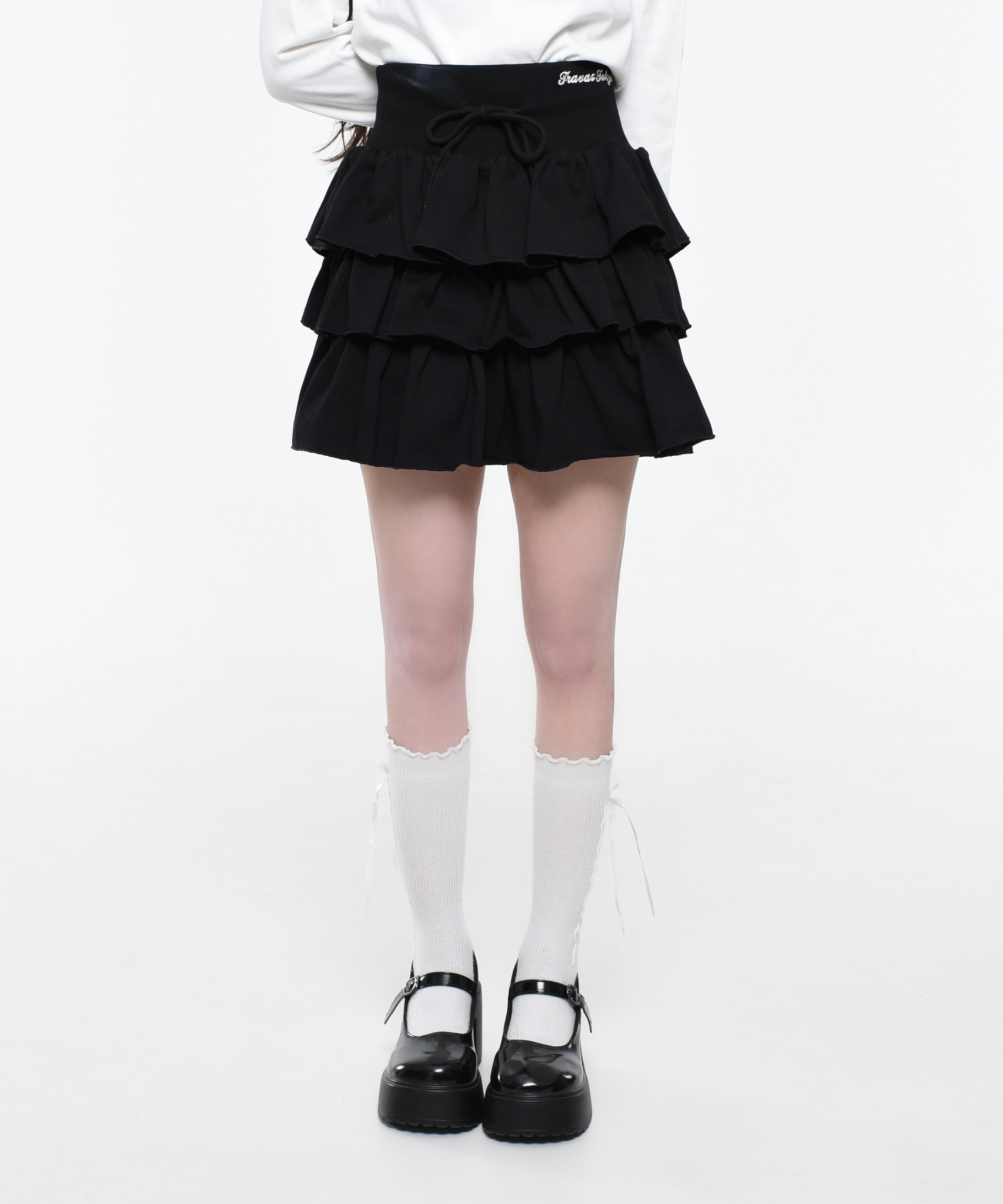 [TRAVAS TOKYO] Logo Embroidered Frilly Skirt