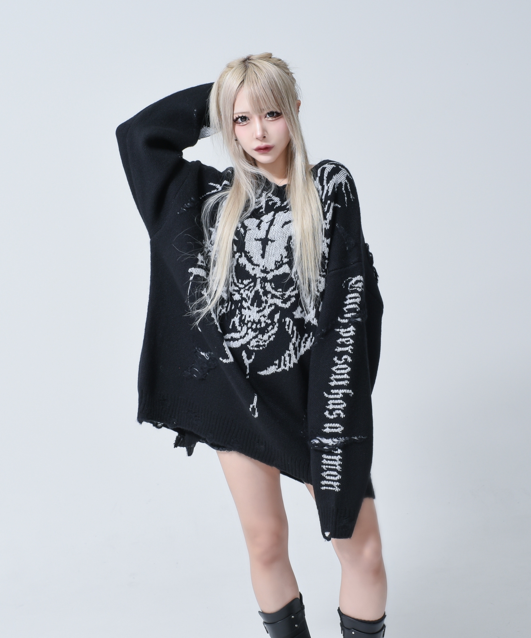 [REFLEM] Skull Pattern Jacquard Knit Pullover