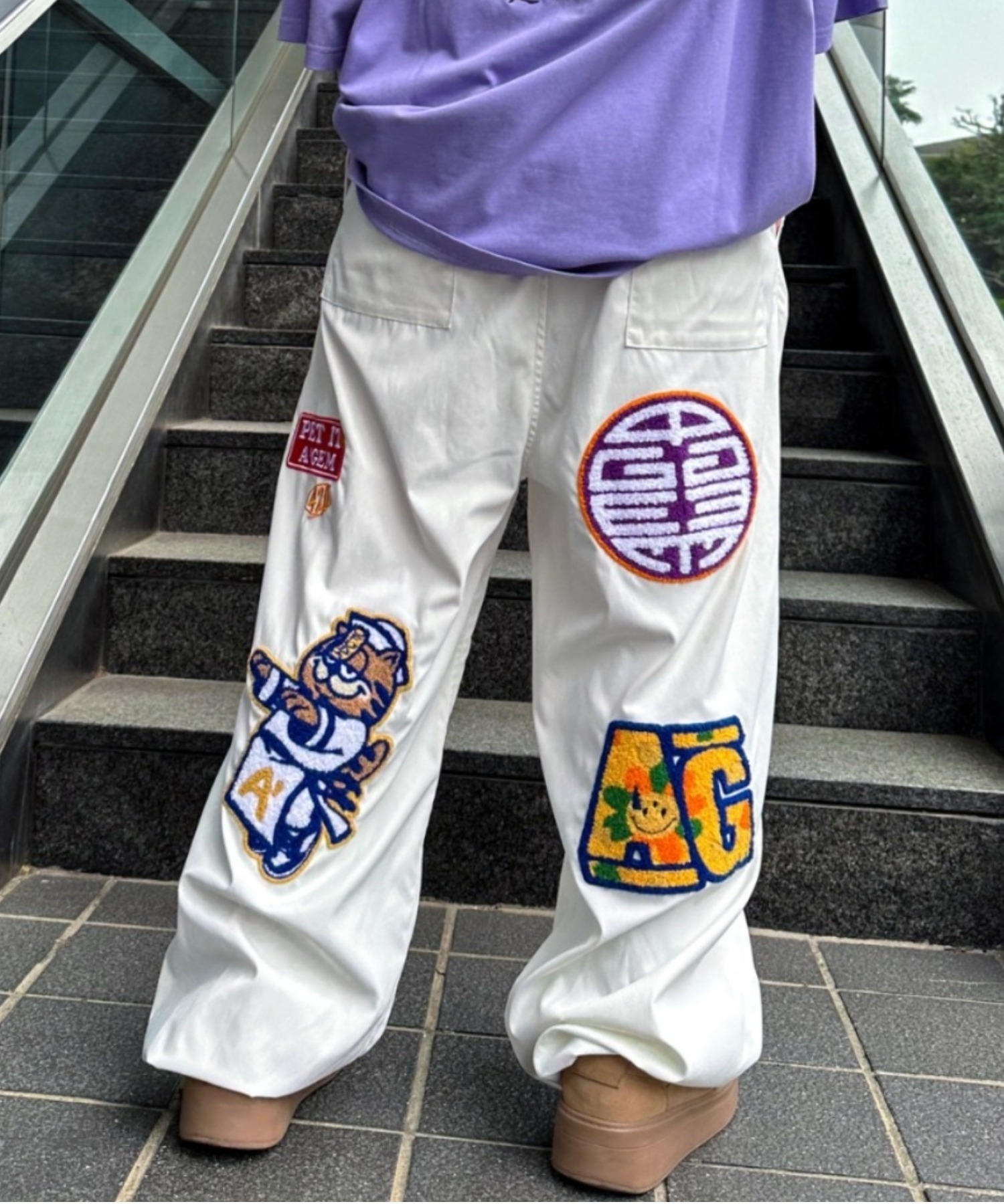 [A'gem] Embroidered Adjustable Pants