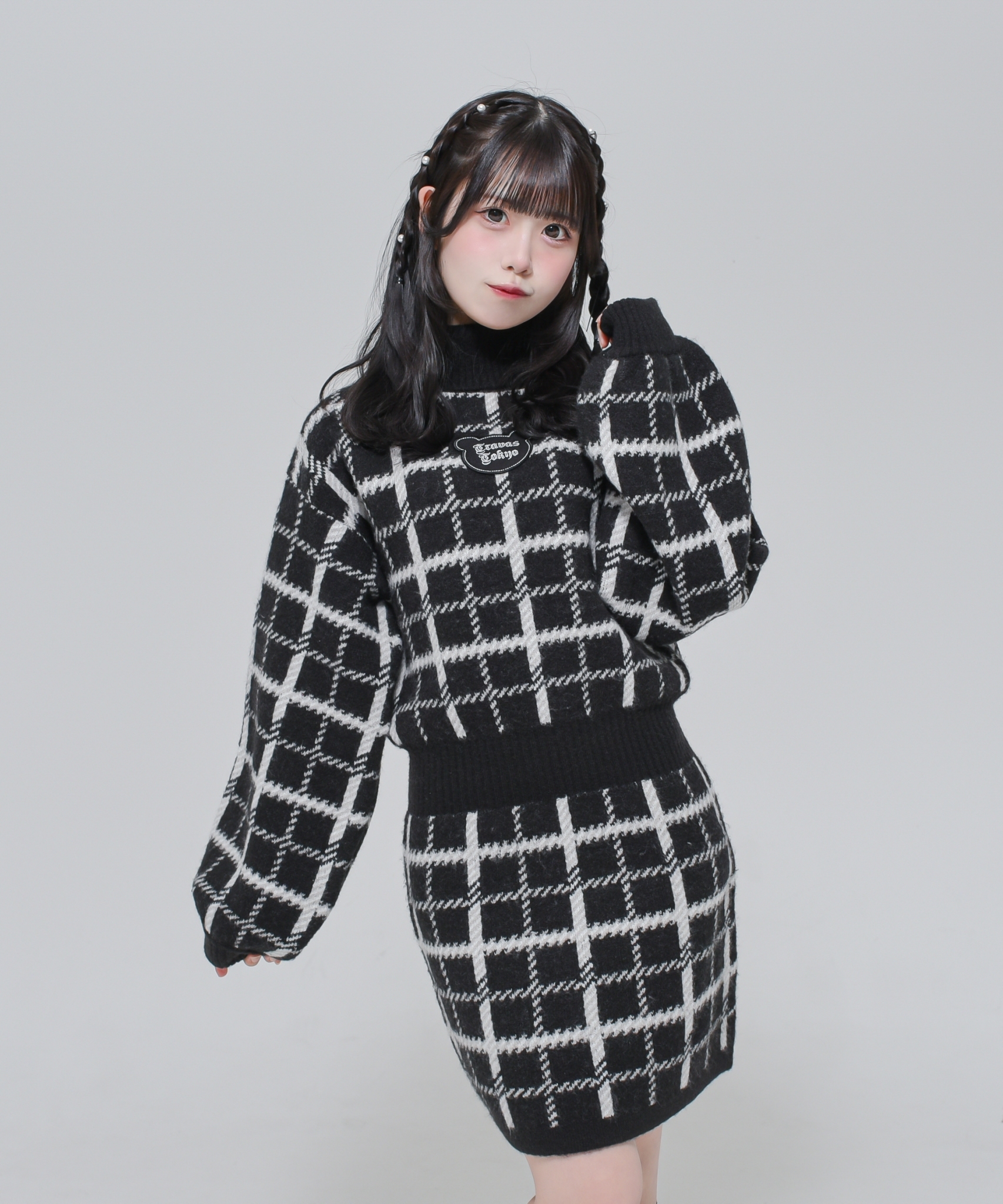 [TRAVAS TOKYO] Checked Jacquard Knit Dress