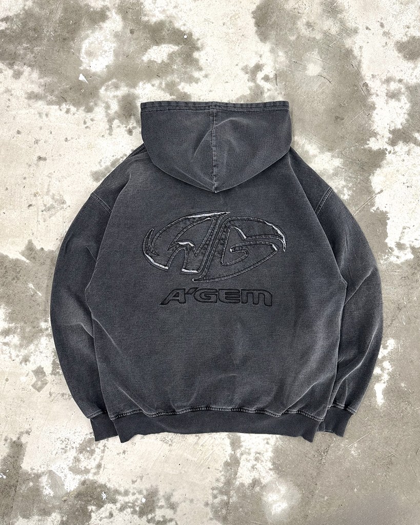 [A'gem] Knitted Denim Pullover Hoodie