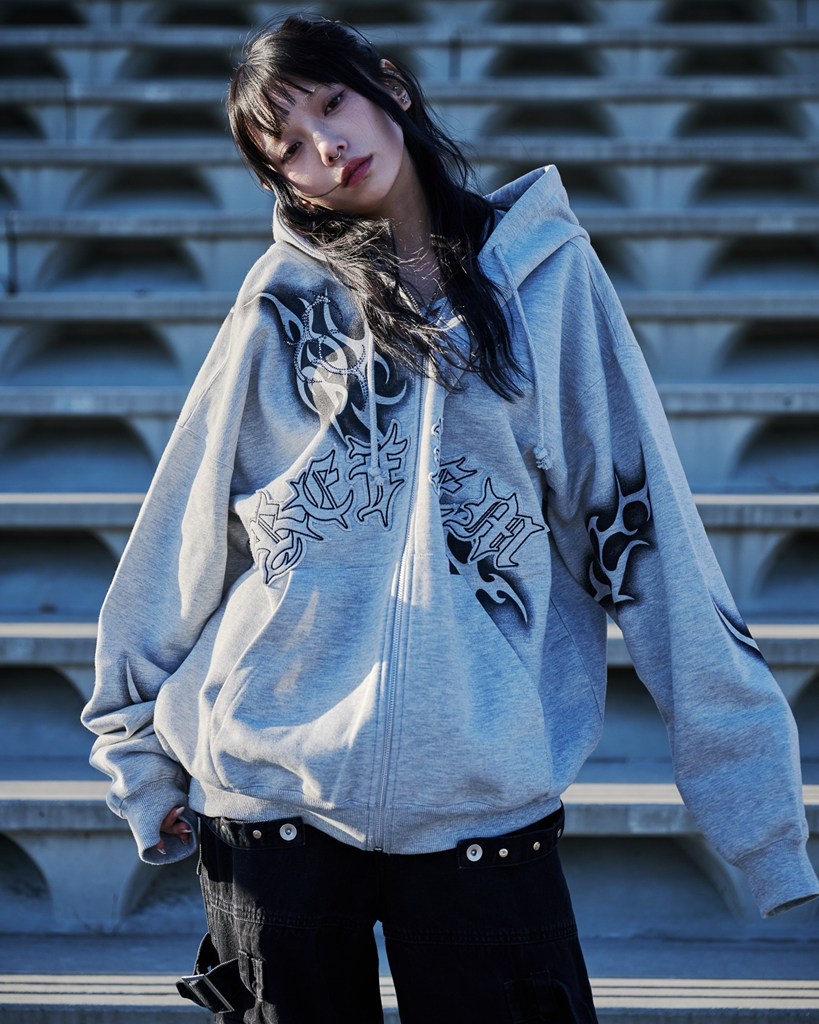 [REFLEM] Tribal Zip-Up Hoodie with Rhinestones