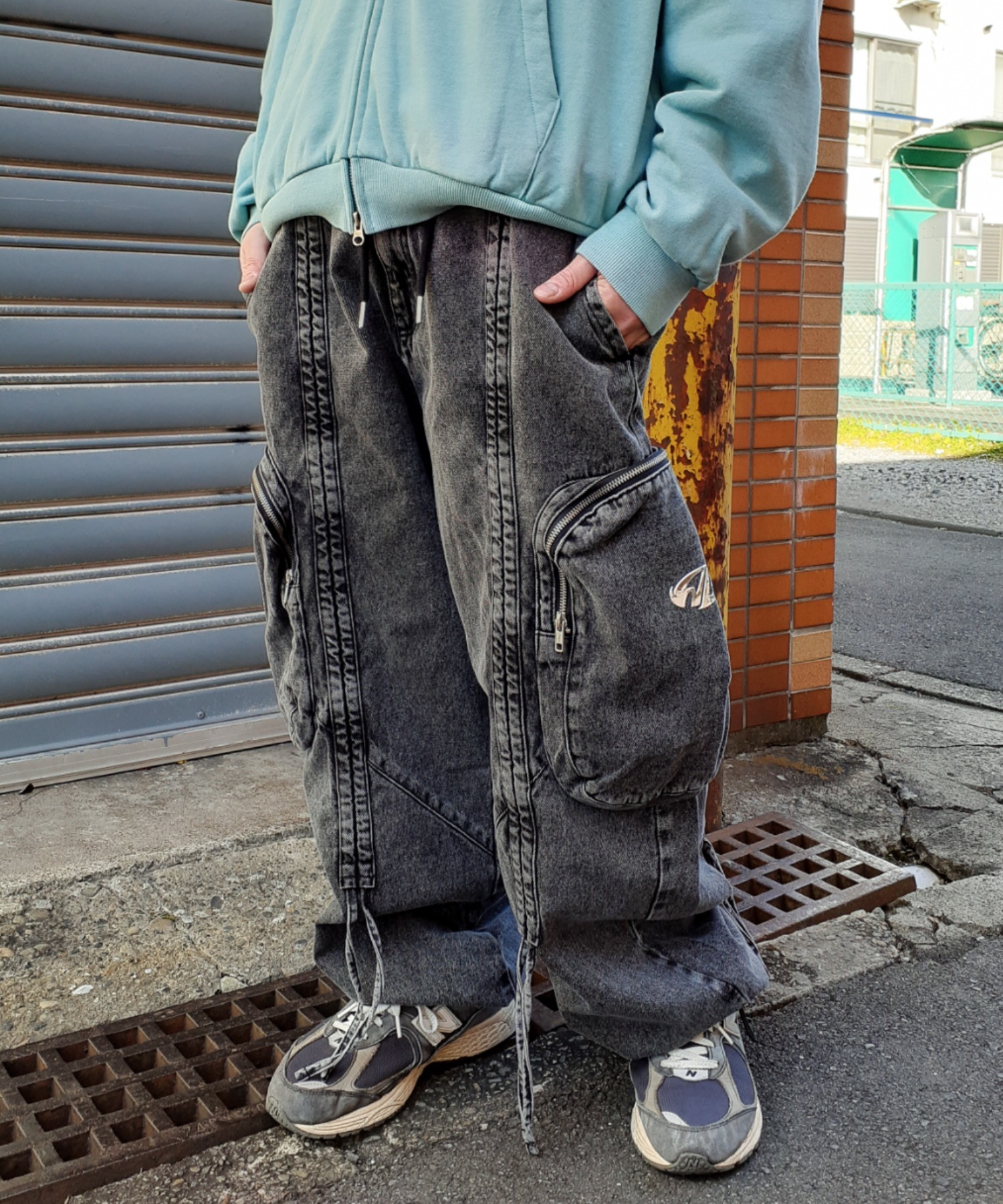 [A'gem] Denim Cargo Pants