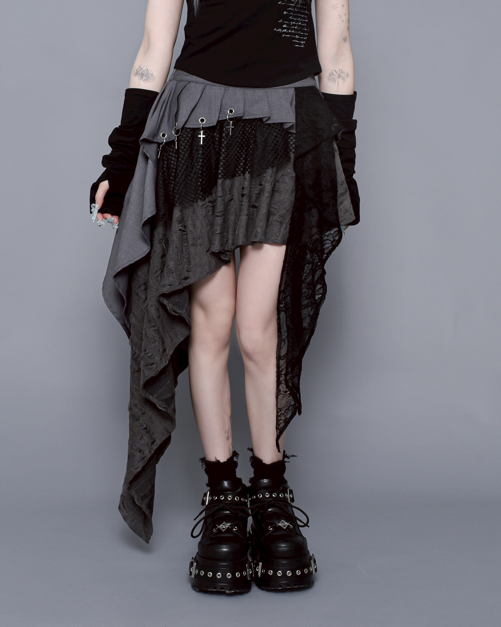 [REFLEM] Asymmetrical Layered Ruffle Skirt