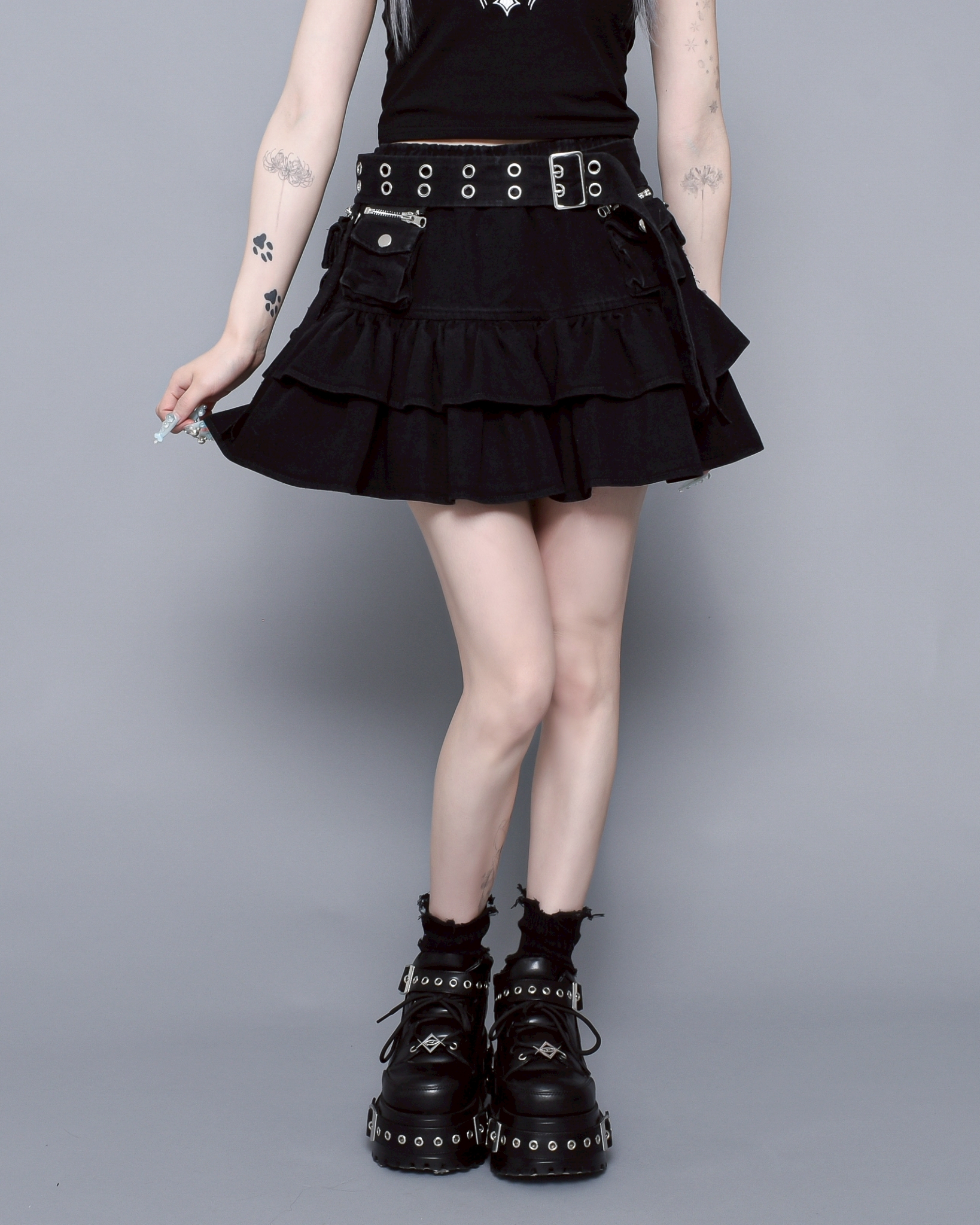 [REFLEM] Damaged Frill Skirt with Cargo Belt