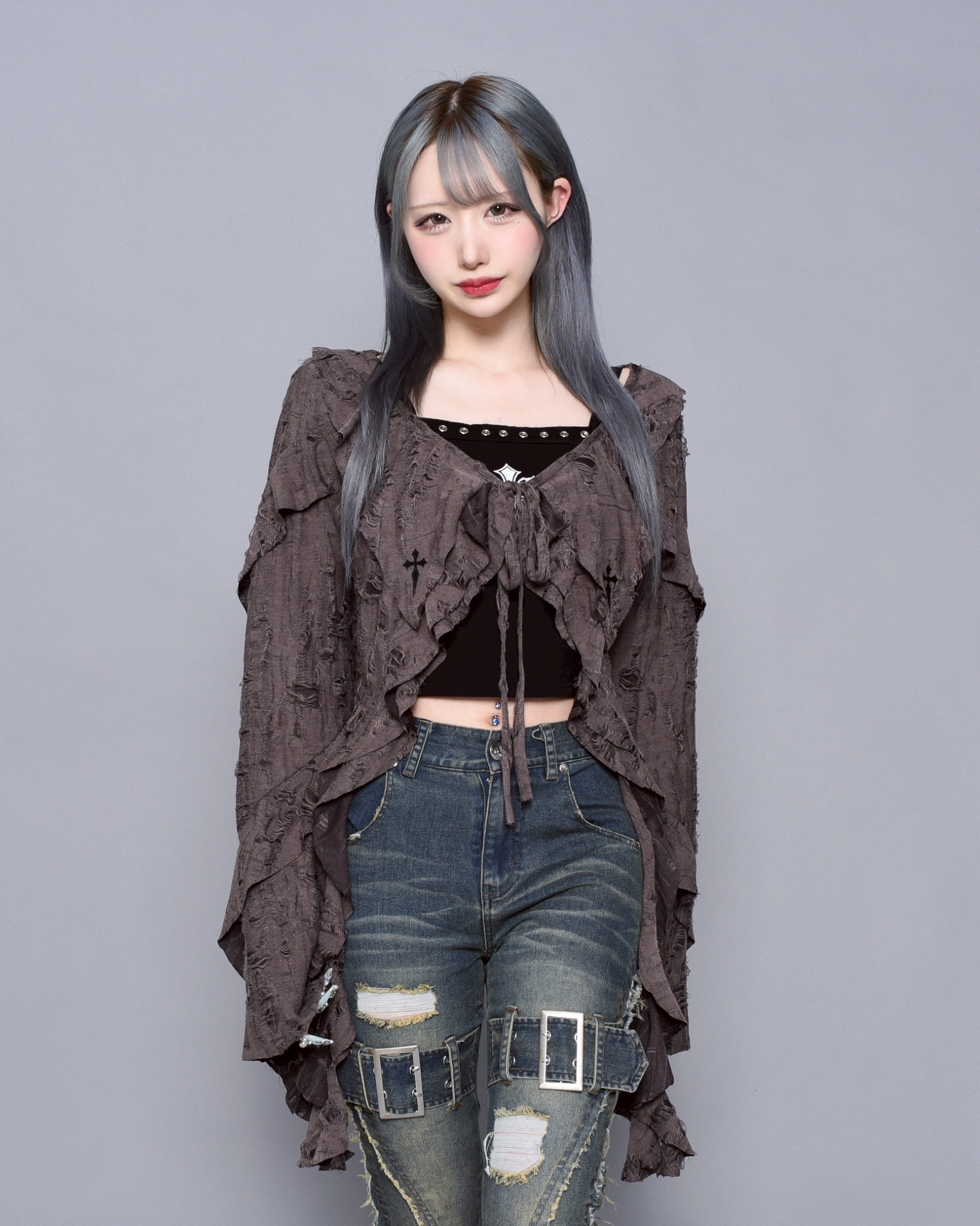 [REFLEM] Damaged Cardigan with Frills