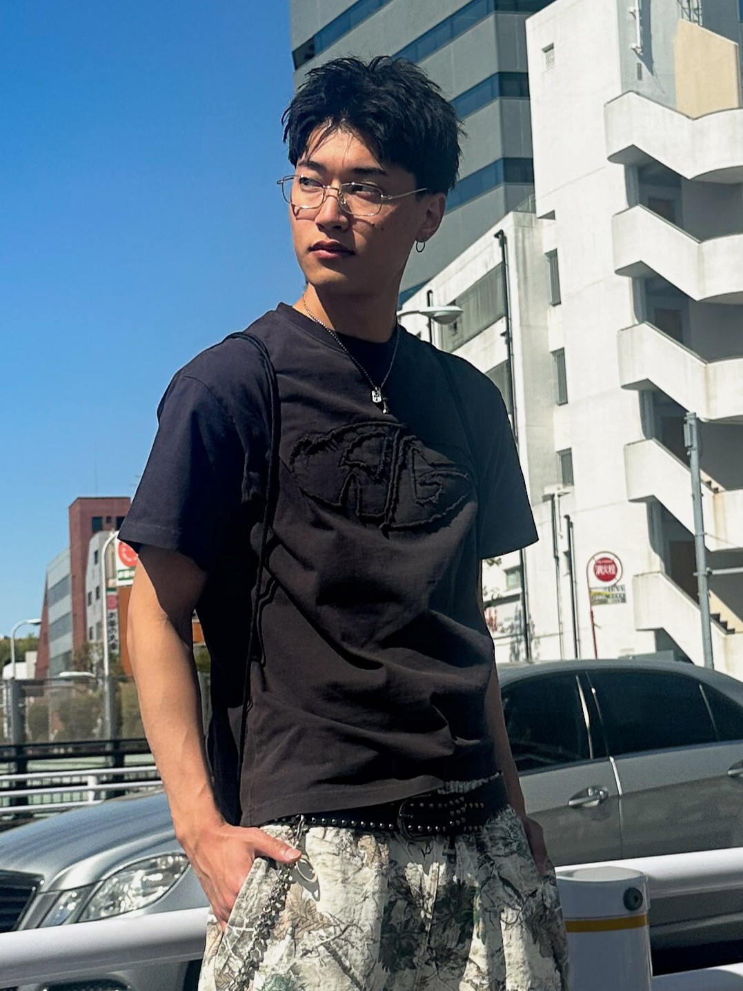 [A'gem] Processed Applique Short Sleeve T-Shirt