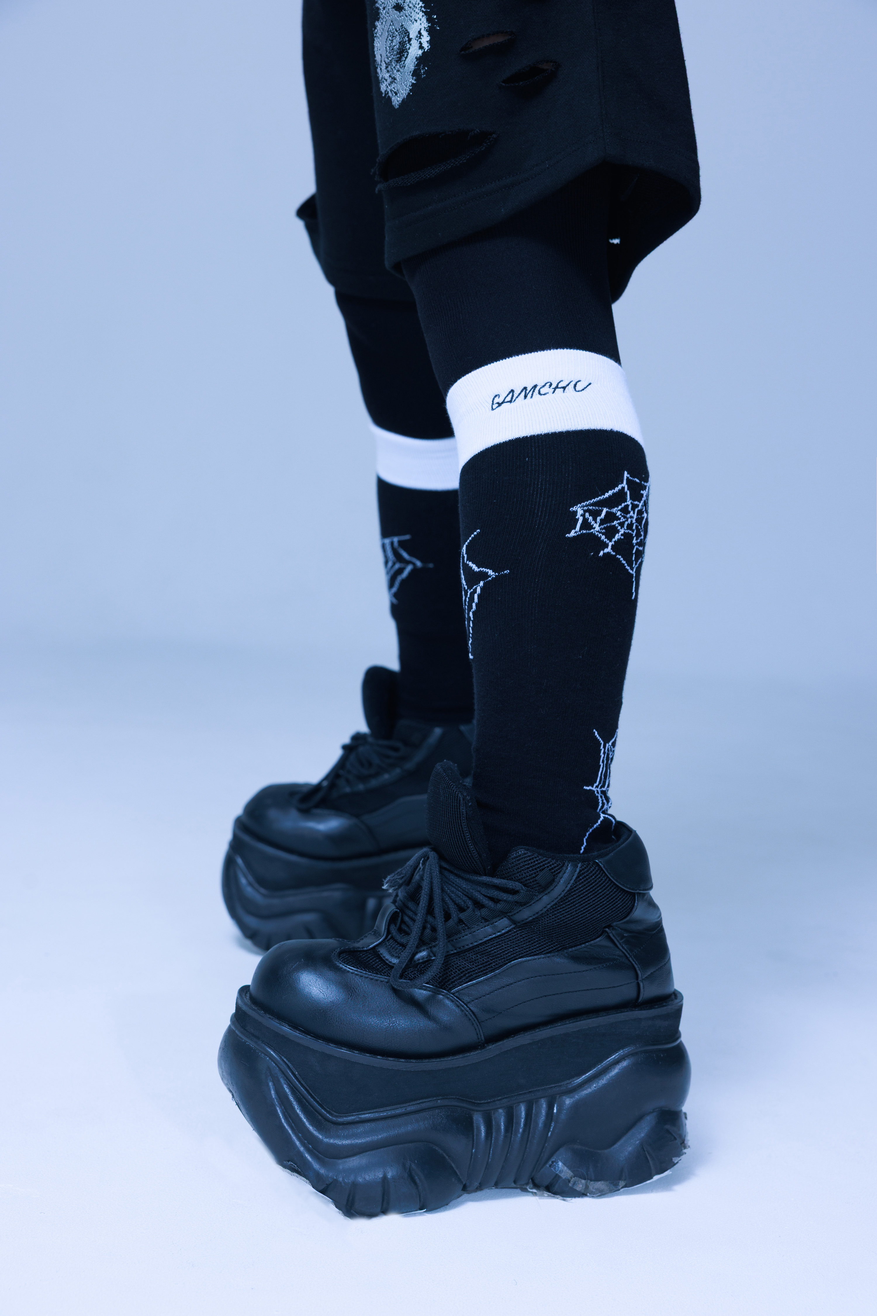 [Gamchu] Heavily Webbed Spider-web Pattern Socks