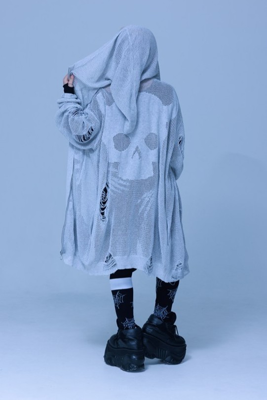 [Gamchu] "My Friend Sways Gently, a Member of the Reaper Clan" Mesh-Knit Oversized Hoodie