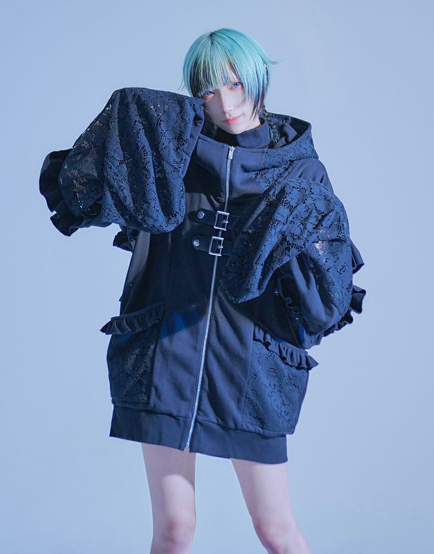 [ililil] "An Angel Wrapped in Fluffy Lies" Fill Hoodie with Lace