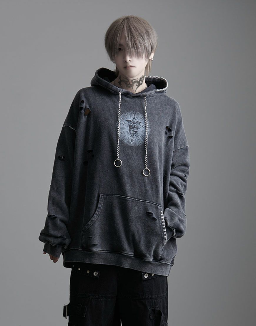 [ililil] "Lost Your Heart" Distressed Hoodie