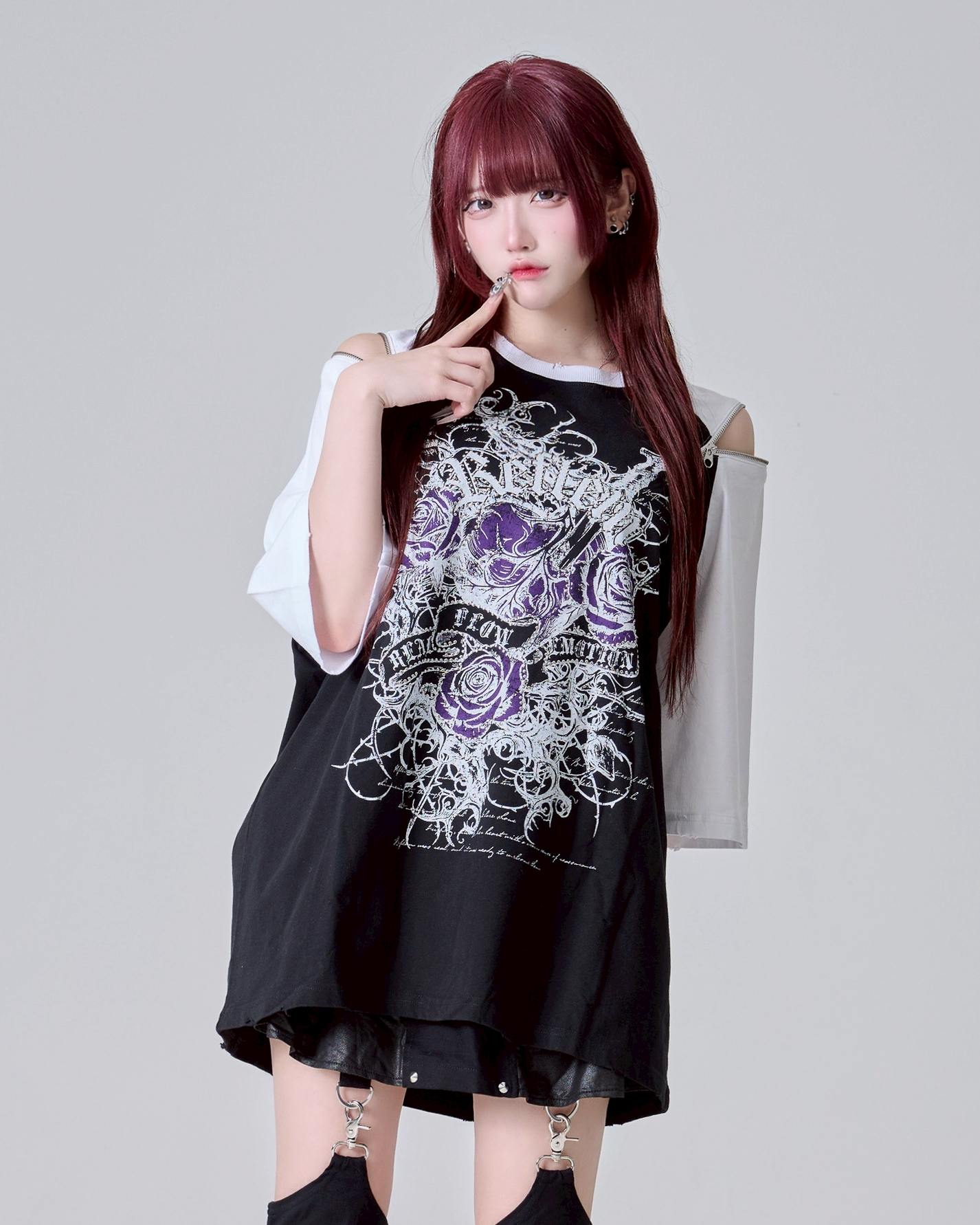 [REFLEM] Raglan Tee with Rose Print