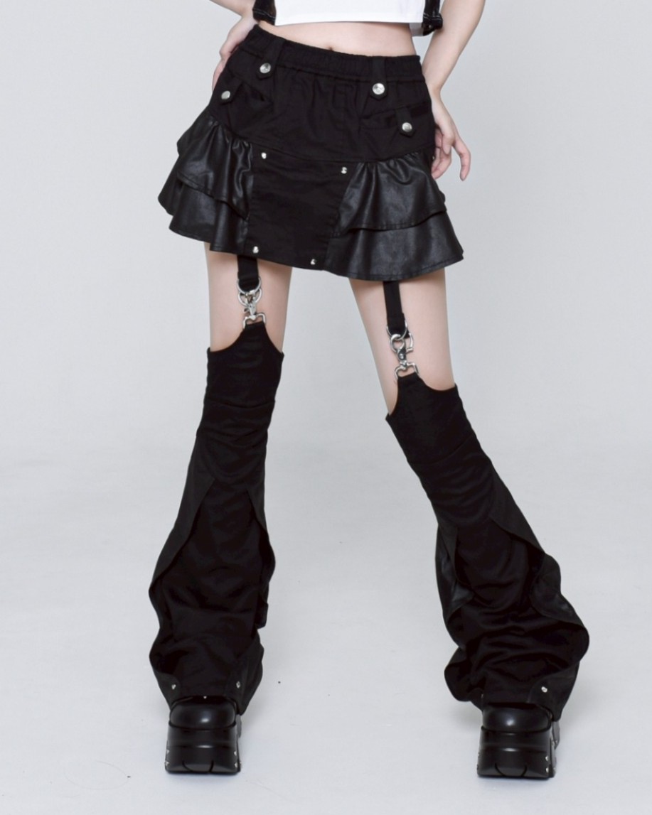 [REFLEM] Coated Skirt Pants with Leg Covers