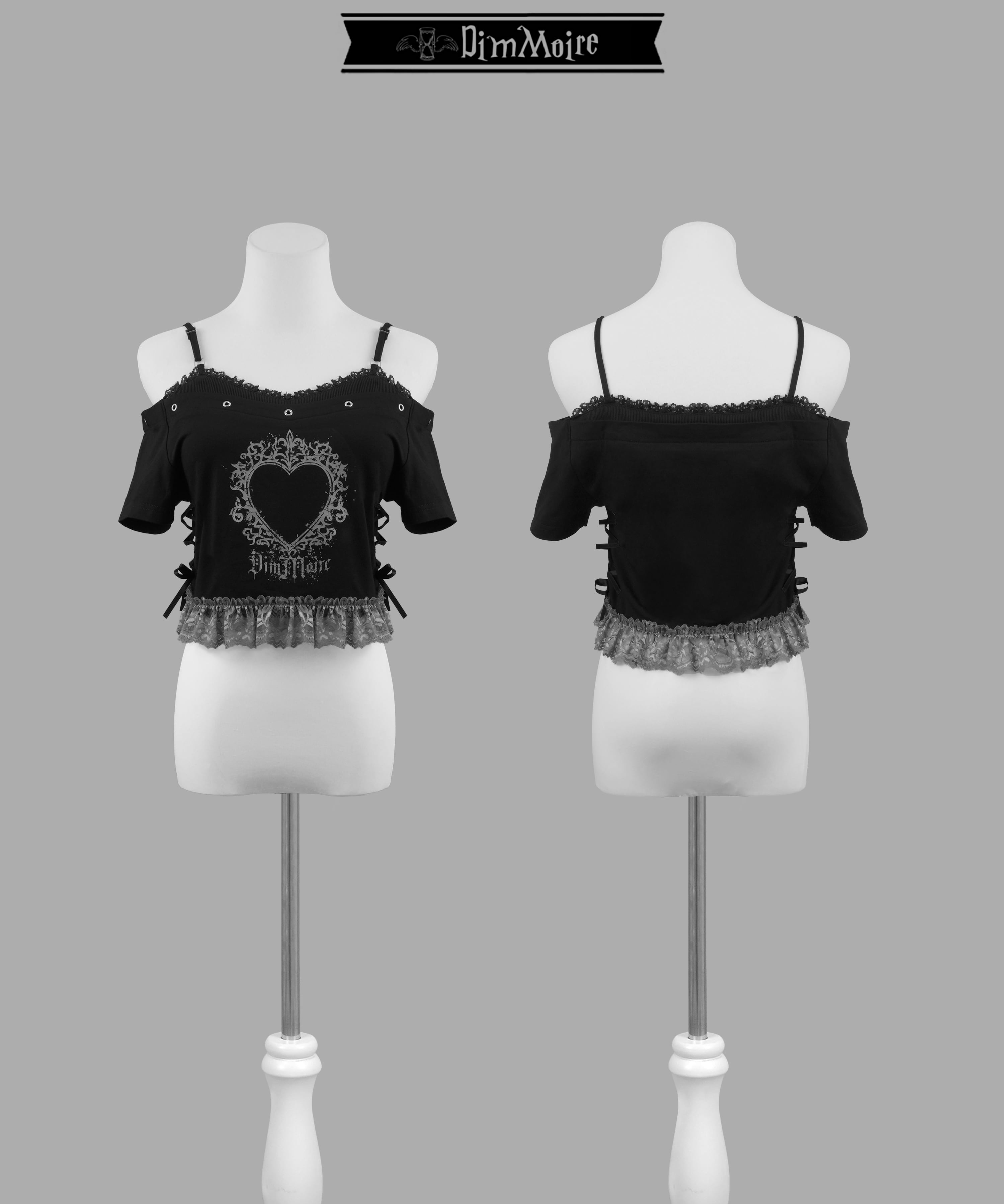 [DimMoire] Off Shoulder T-Shirt with Camisole