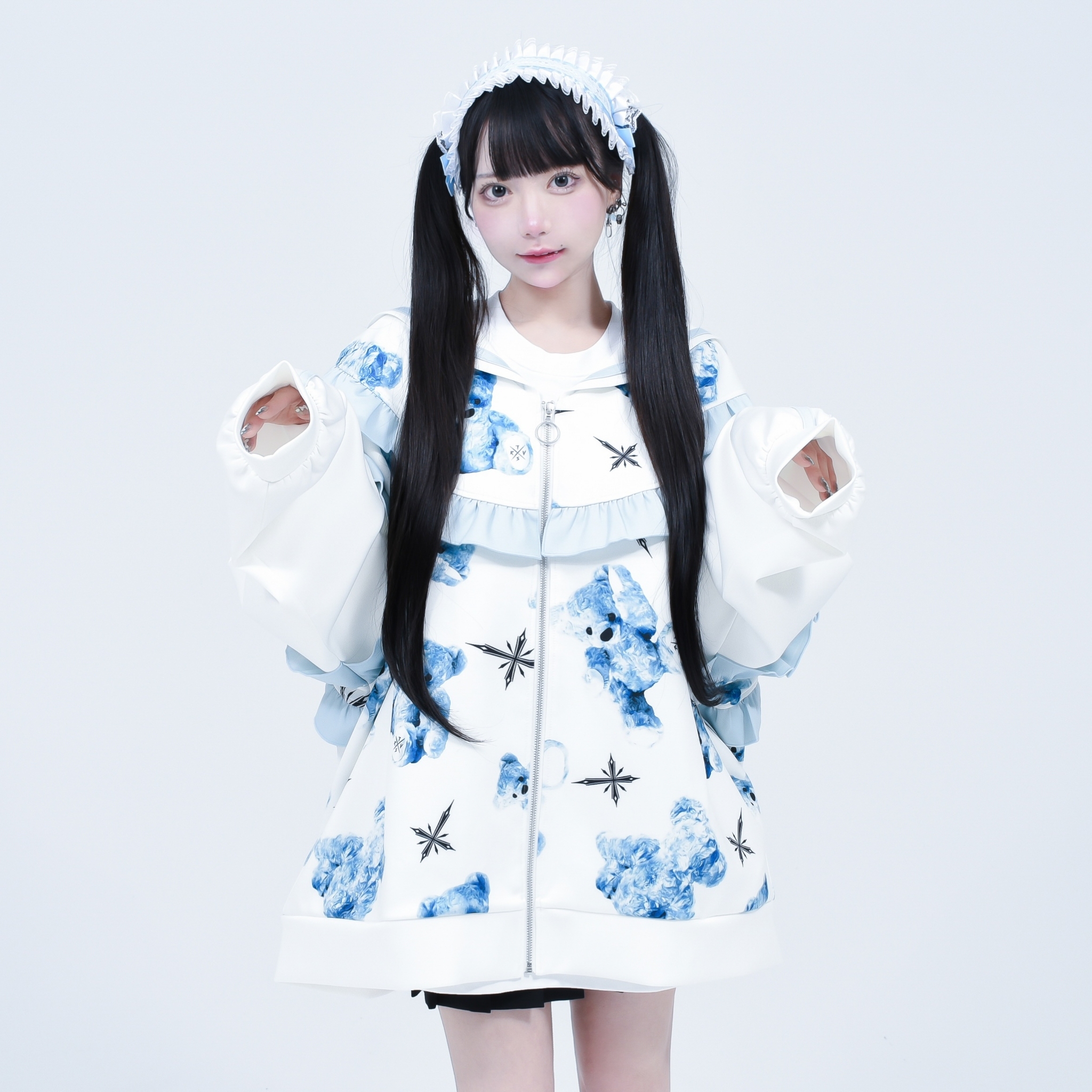 [TRAVAS TOKYO] Sailor collar frilled track jacket with bear pattern