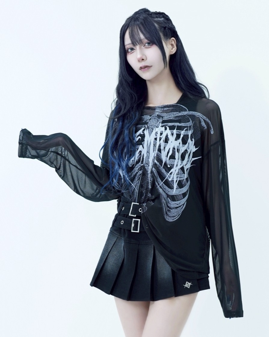 [REFLEM] Sheer Mesh Top with Inner Tank Top