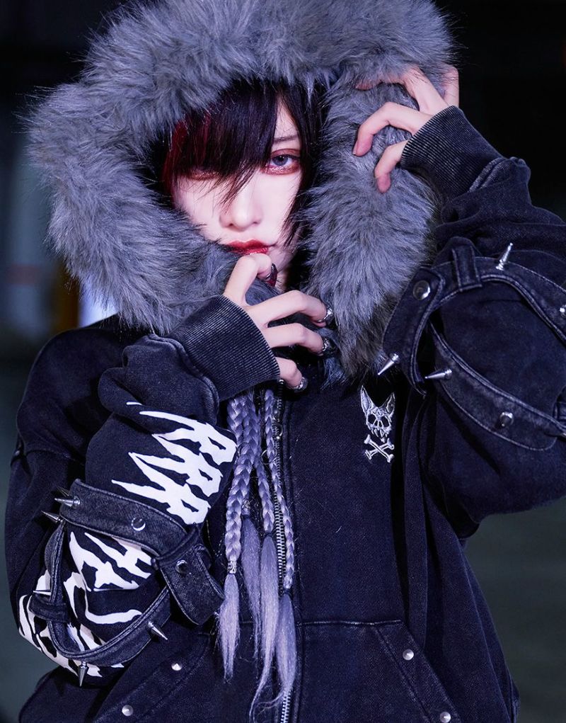 [Grrr the Lipper] Dark Red/Noise Gray Hoodie