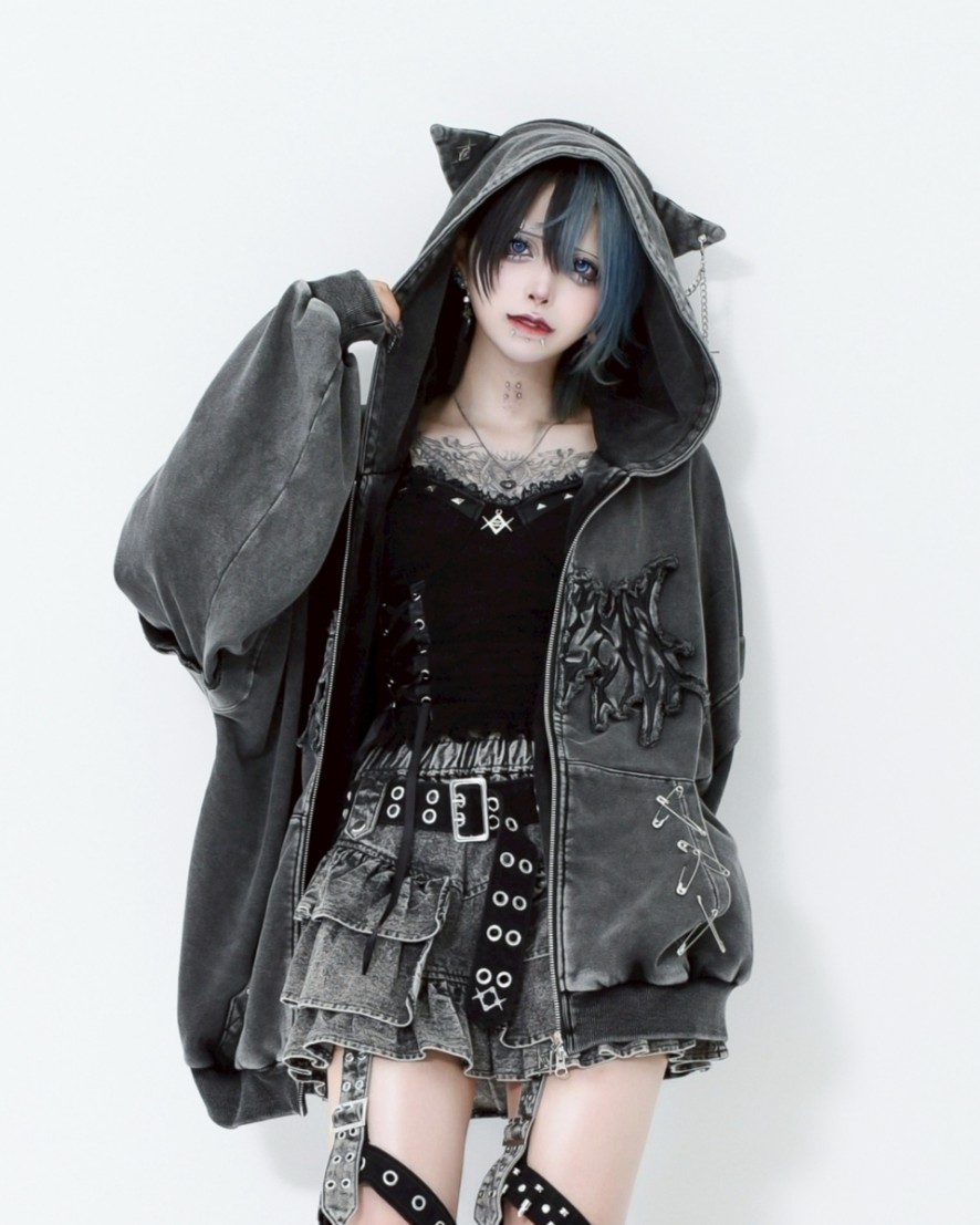 [REFLEM] Zip-Up Hoodie with Cat Ears