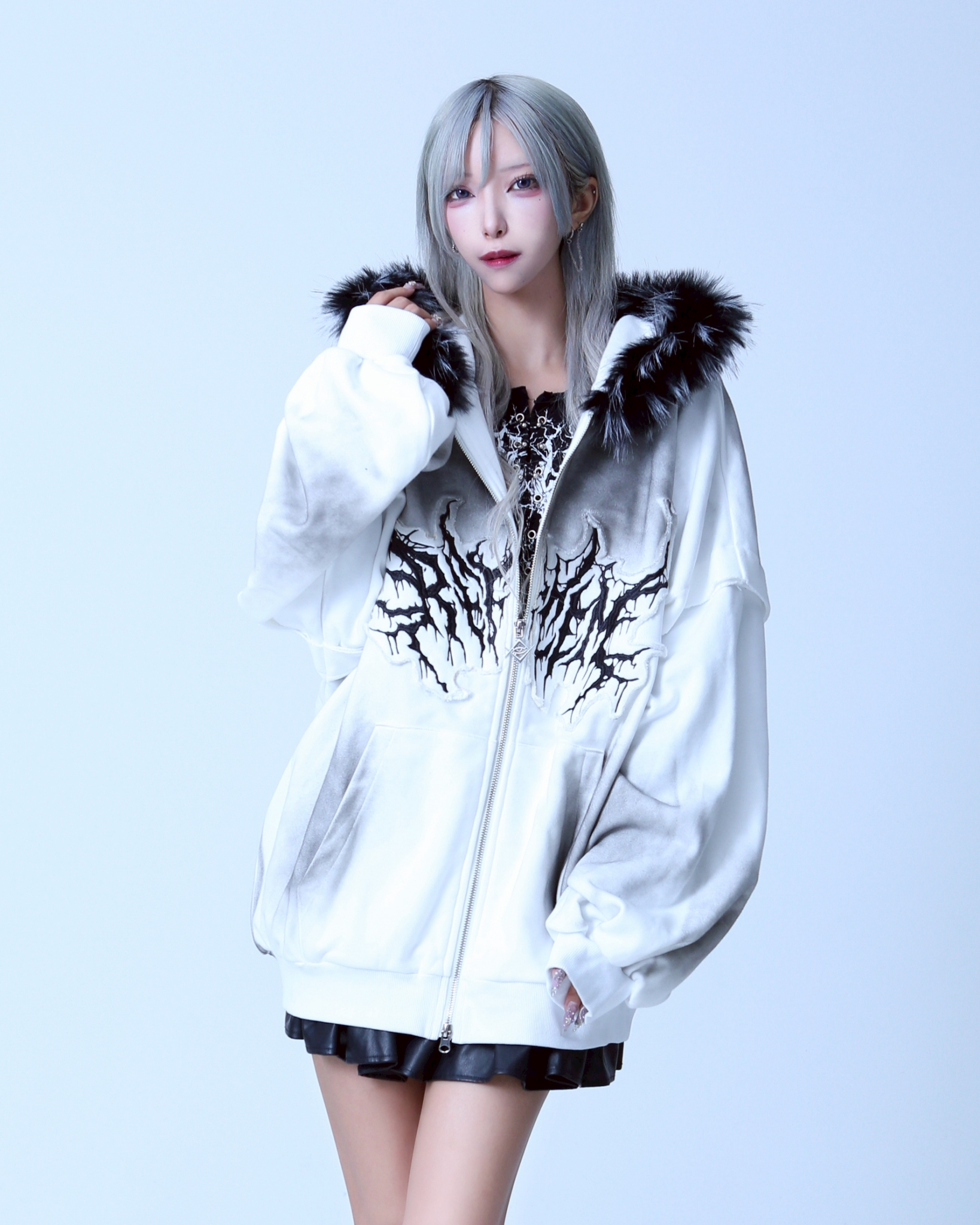 [REFLEM] Pigmet Processed Zip-Up Hoodie with Fur