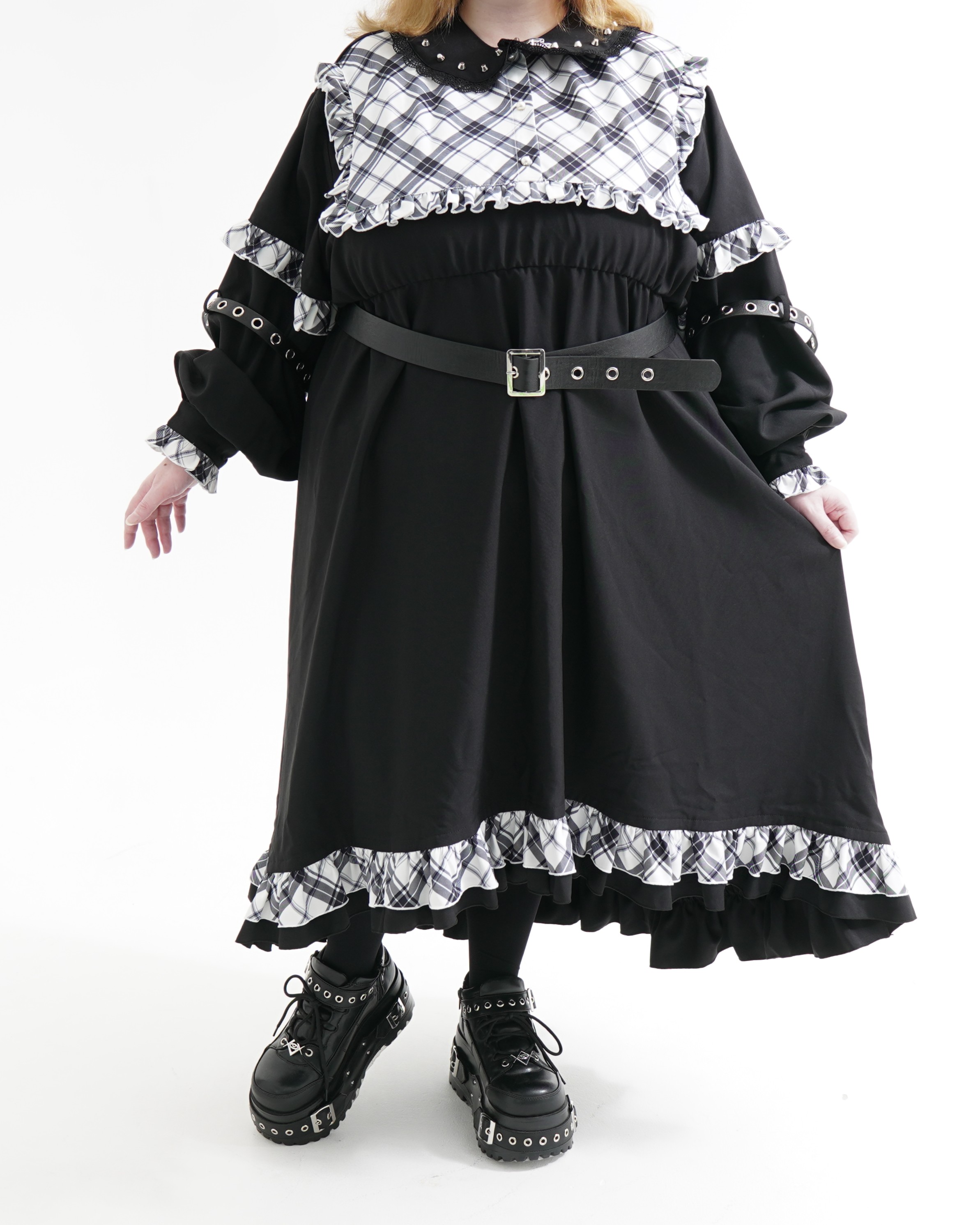 [TRAVAS TOKYO] Checkered Color Blocked Dress [Plus Size]