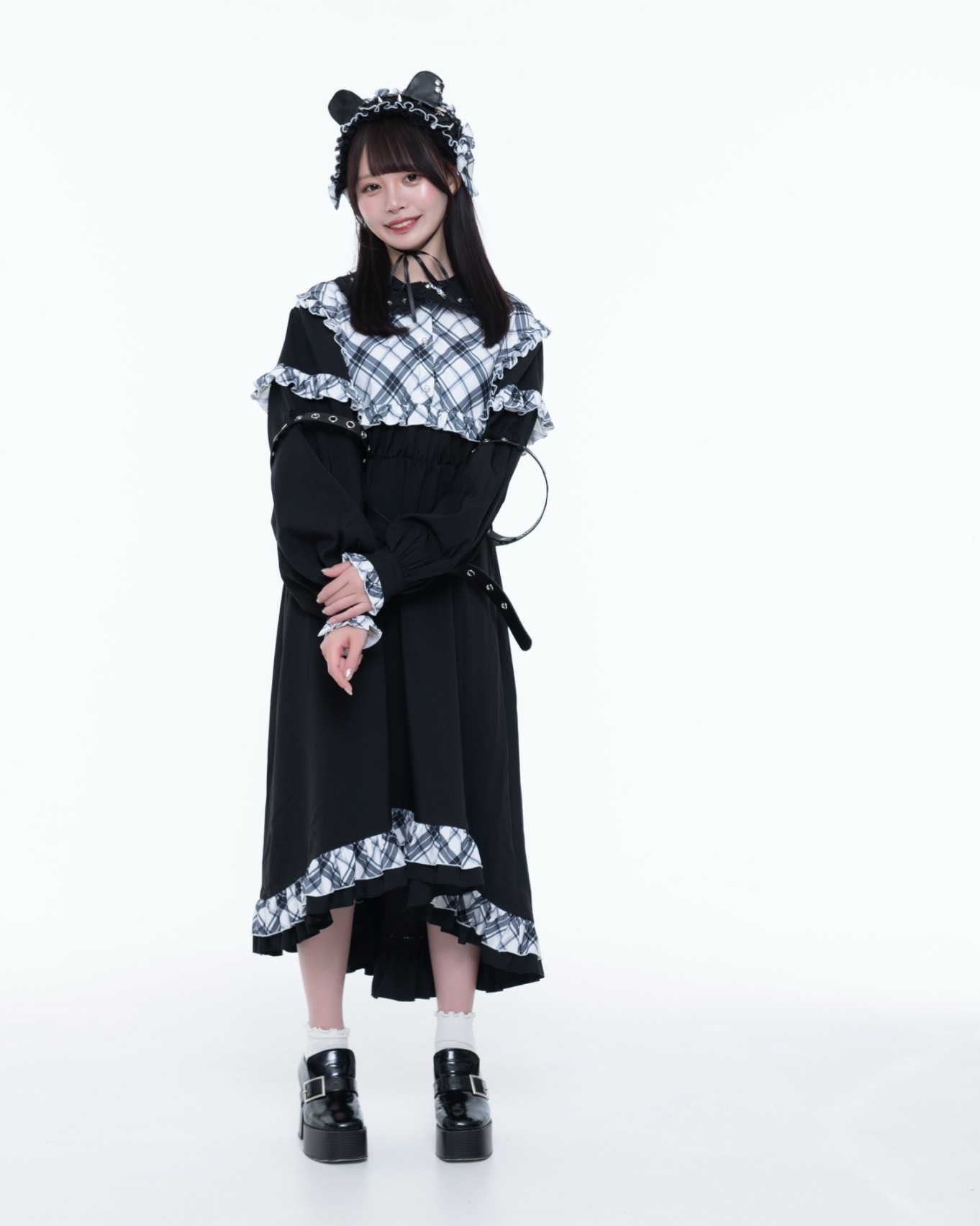[TRAVAS TOKYO] Checkered Color Blocked Dress