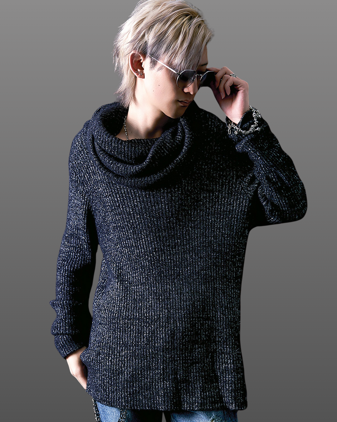 [FUGA] Volume Neck Drape Knit Sweater