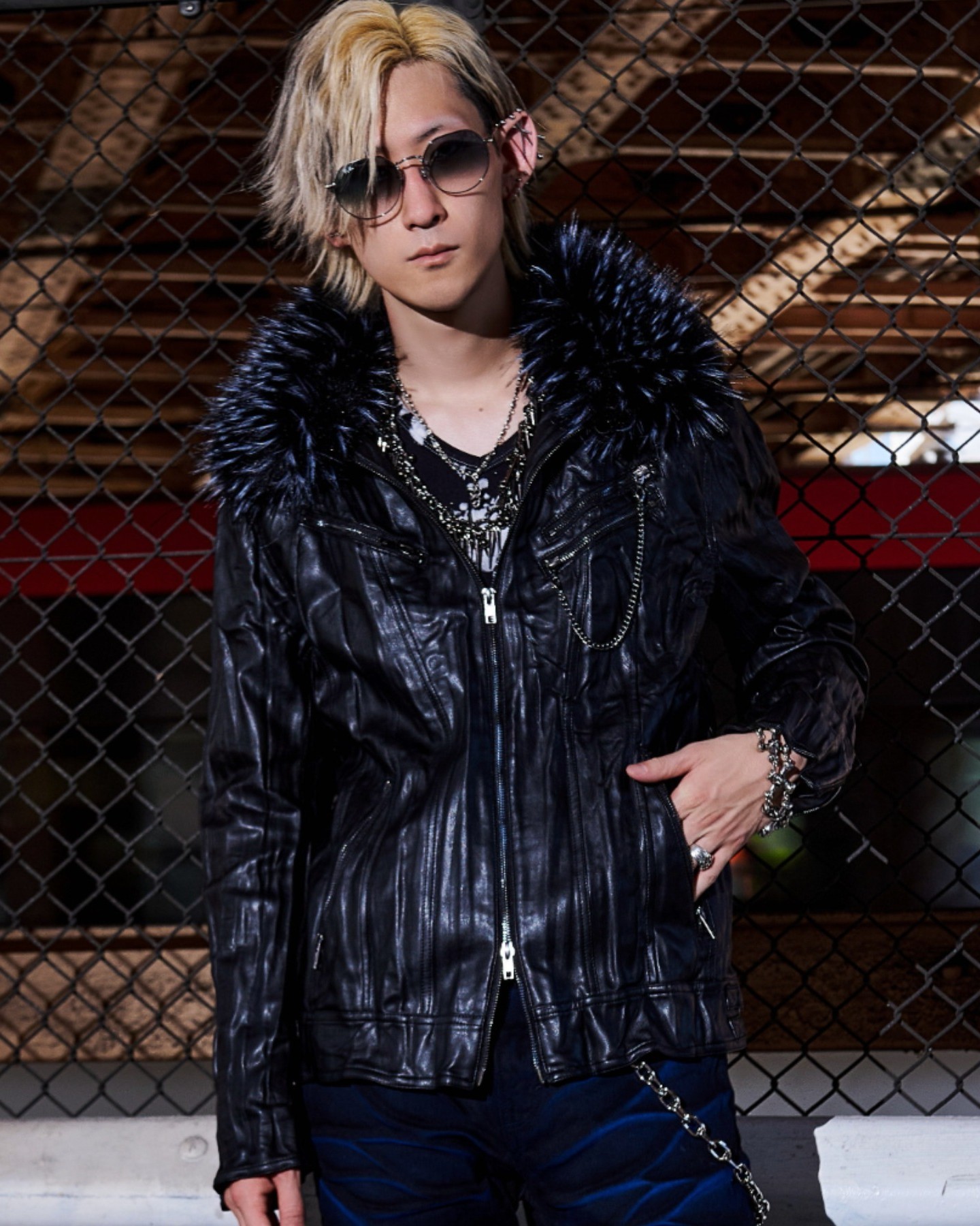 [FUGA] Riders Jacket with Fur Trim