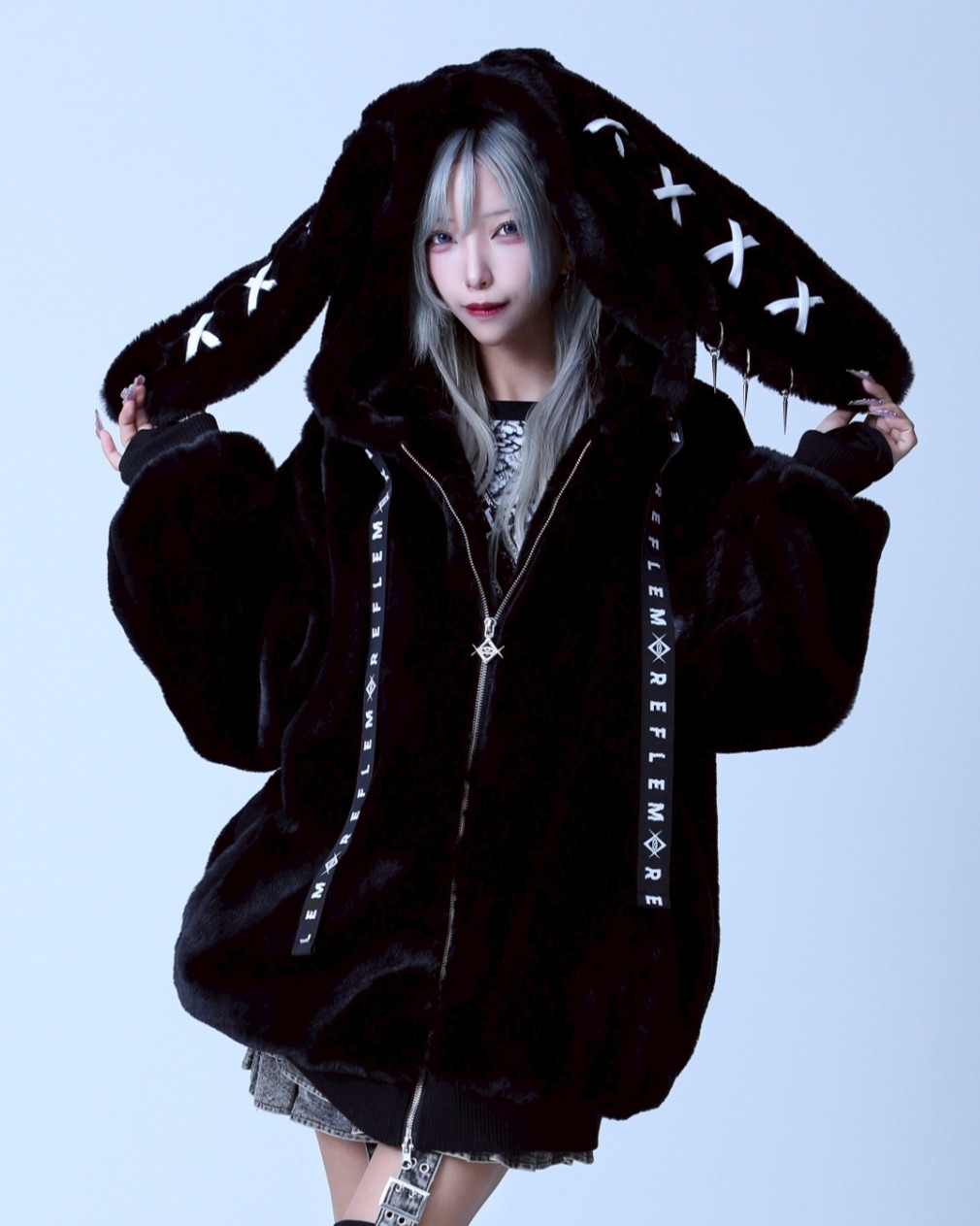 [REFLEM] Big Fur Hoodie with Bunny Ears